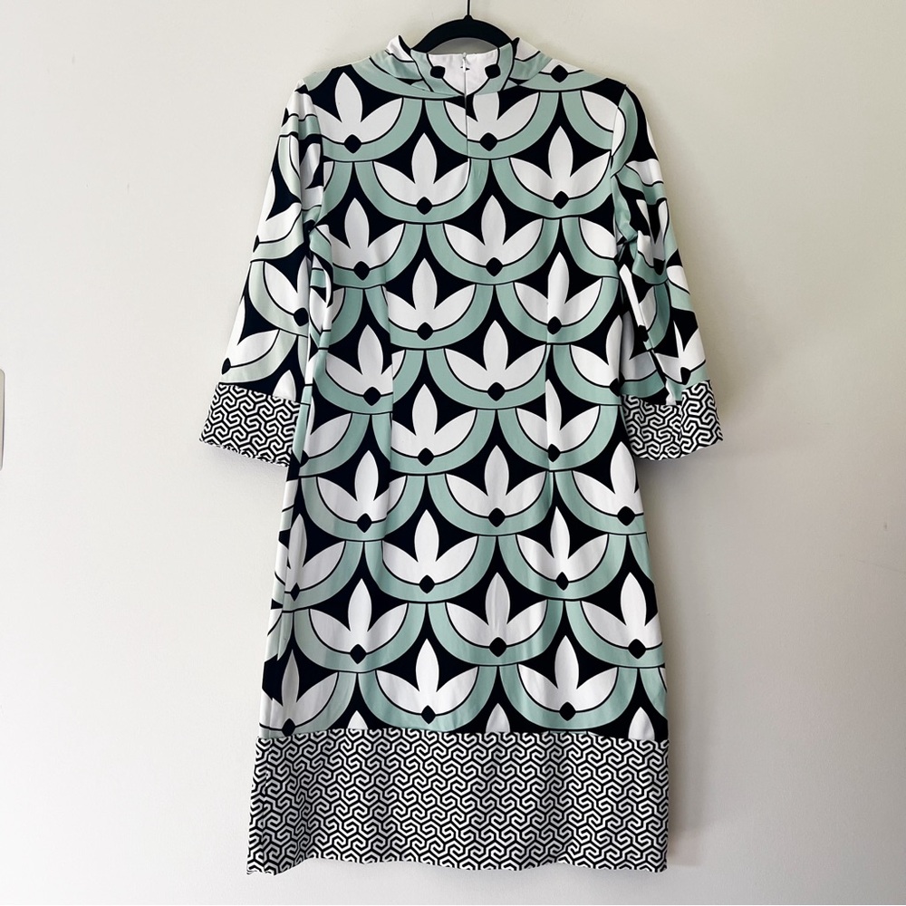 j. mclaughlin | mint floral geometric long sleeve catalina sheath dress small - Picture 2 of 6